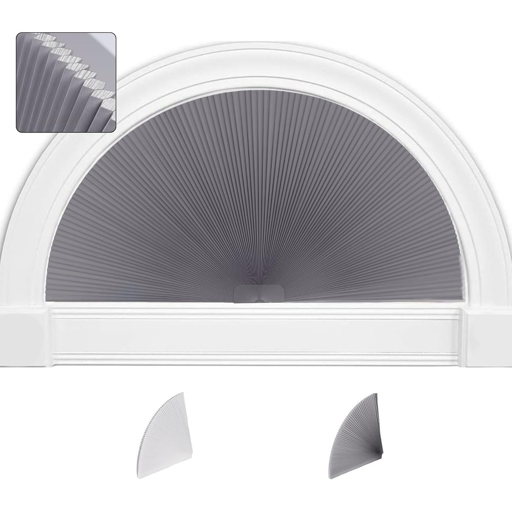SEEYE 2-Pack Half Circle Blackout‎ Shades 24" Gray White